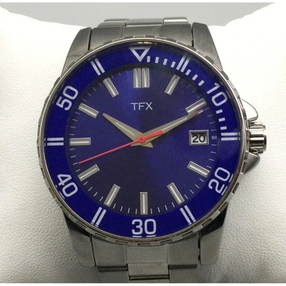 Bulova Tfx Two Tone Watch With Blue Dial Bulova Tfx Men's Blue
